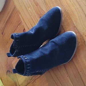 Diba Black Suede Ankle Boots with Decorative Trim